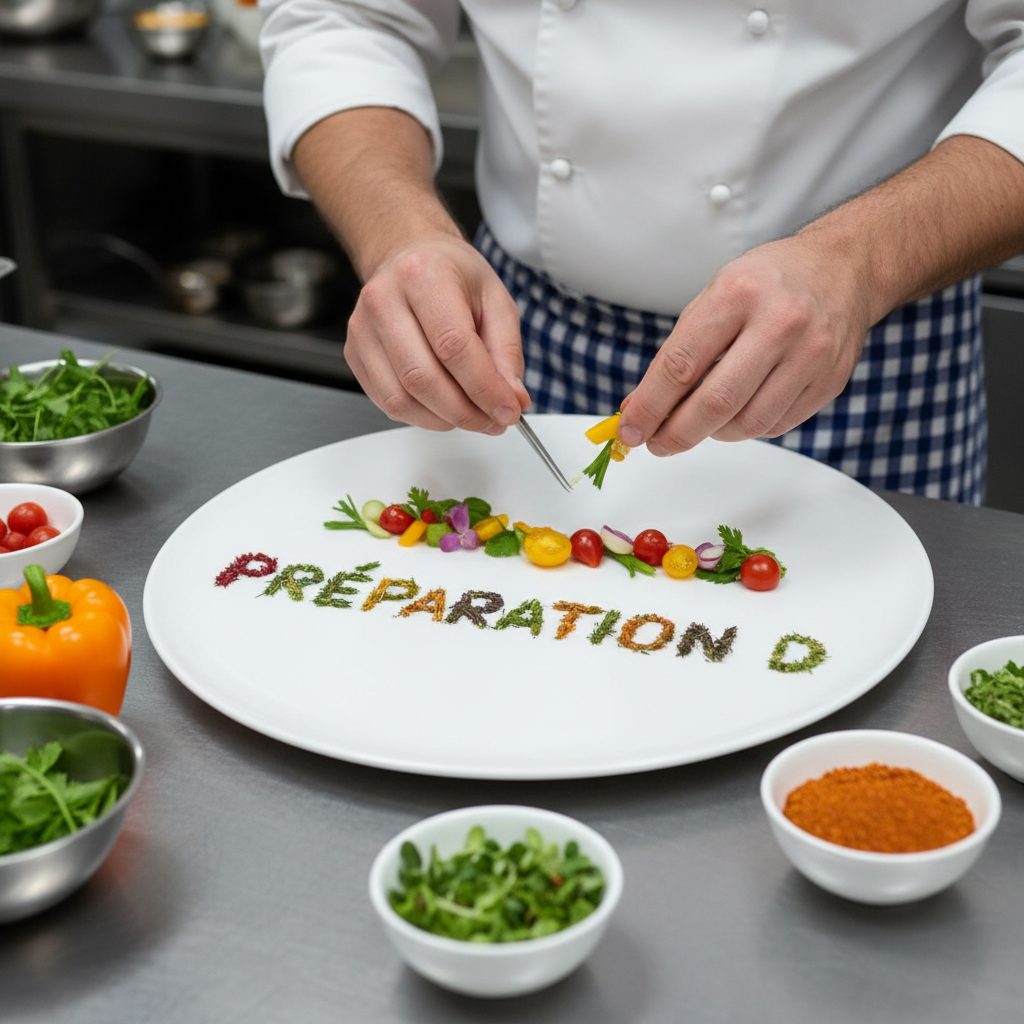 Préparation d'un repas équilibré avec des ingrédients frais disposés sur une surface en bois clair, légumes colorés et céréales, lumière naturelle de cuisine, ambiance simple et authentique